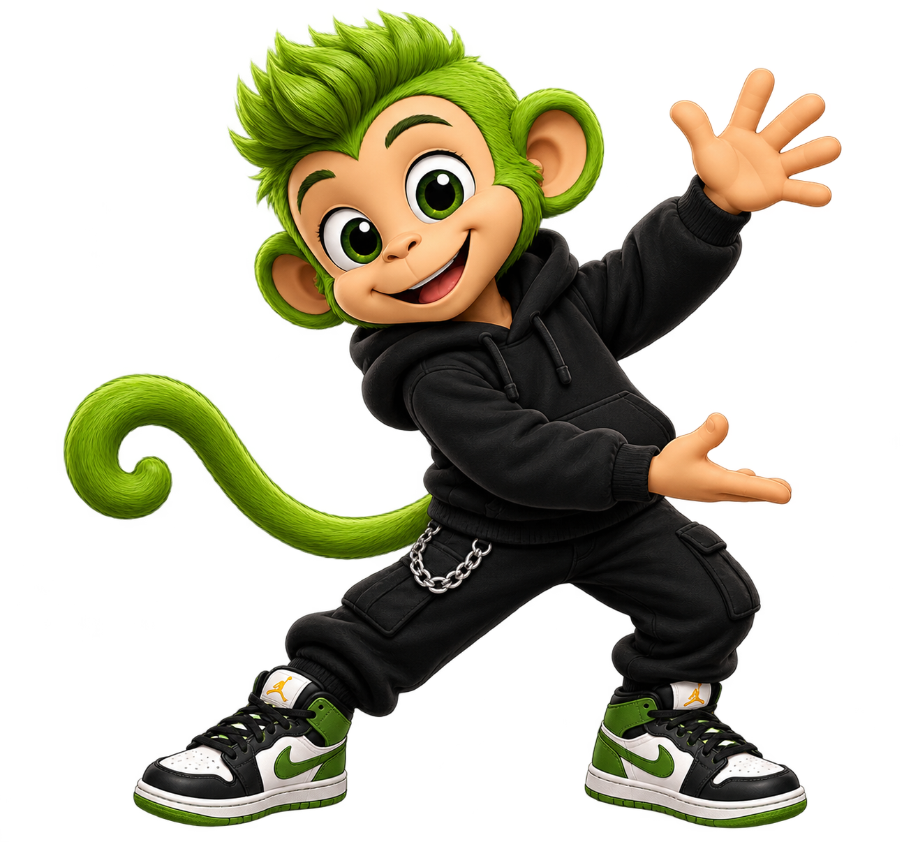 A member of the Hear See Do monkey crew